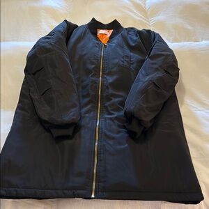 Black Bomber Jacket with Gold Zipper
